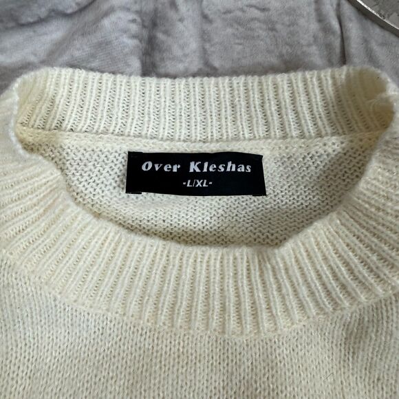 Over Kleshas Knitted Flower Sweater Womens Large / XL Pullover Daisies NWT - Picture 8 of 8